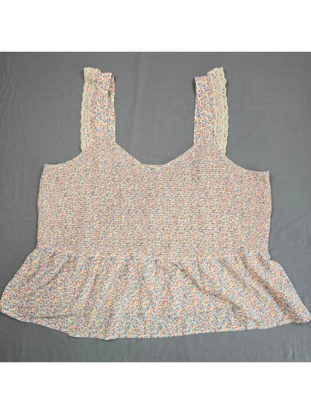 Old Navy 4X Sleeveless Floral Print Ruffle Tank Top Boho Flowy Romantic Cottage - Picture 1 of 4
